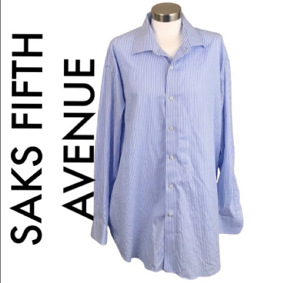 Saks Fifth Avenue Other - SAKS FIFTH AVENUE MEN’S BLUE WHITE SHIRT 18 34/35